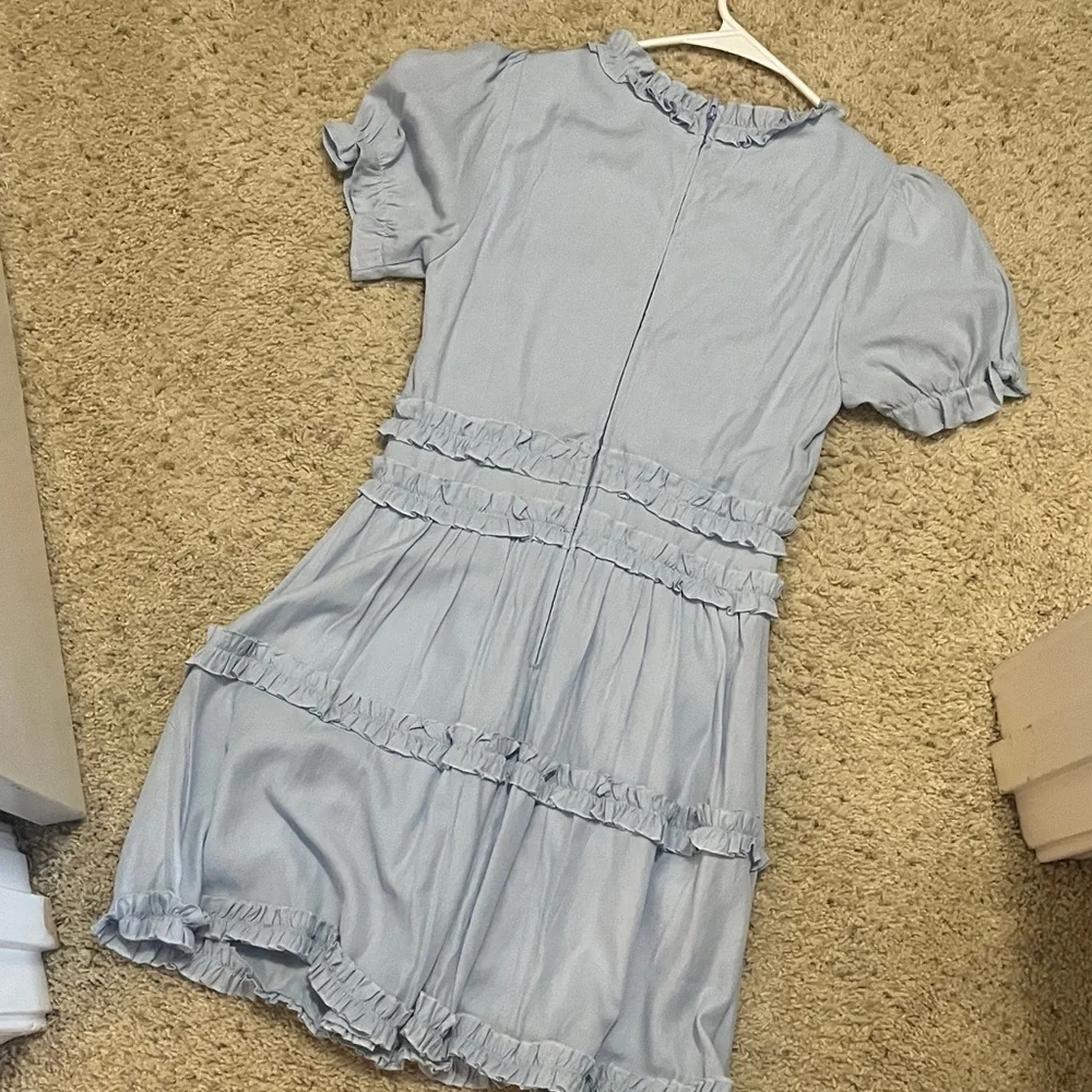 Francesca’s Light Blue Ruffle Mini Dress - Picture 2 of 2